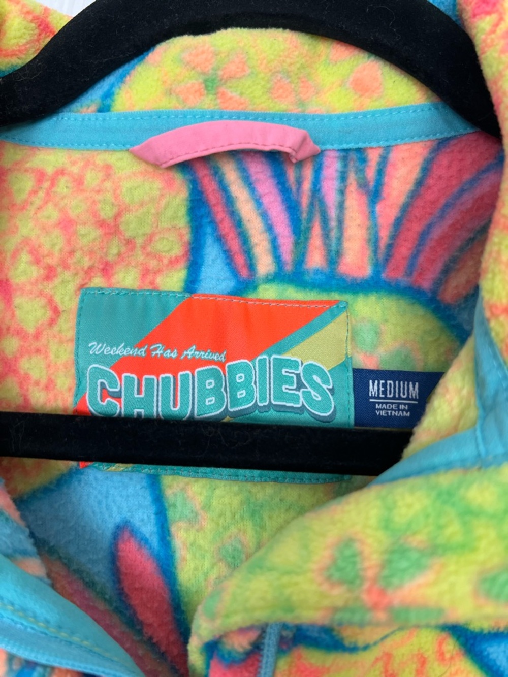 Chubbies Colorful Pineapples Quarter Zip Sweatshirt Fleece Men's Size Medium - Picture 2 of 3